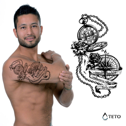 Brújula y reloj - TETO - Tatuajes Temporales