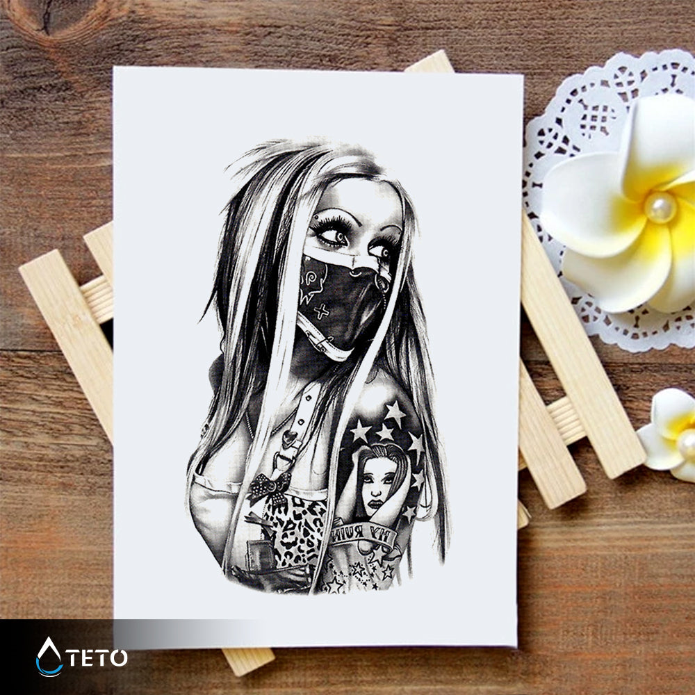 Retrato de una mujer punk - TETO - Tatuajes Temporales