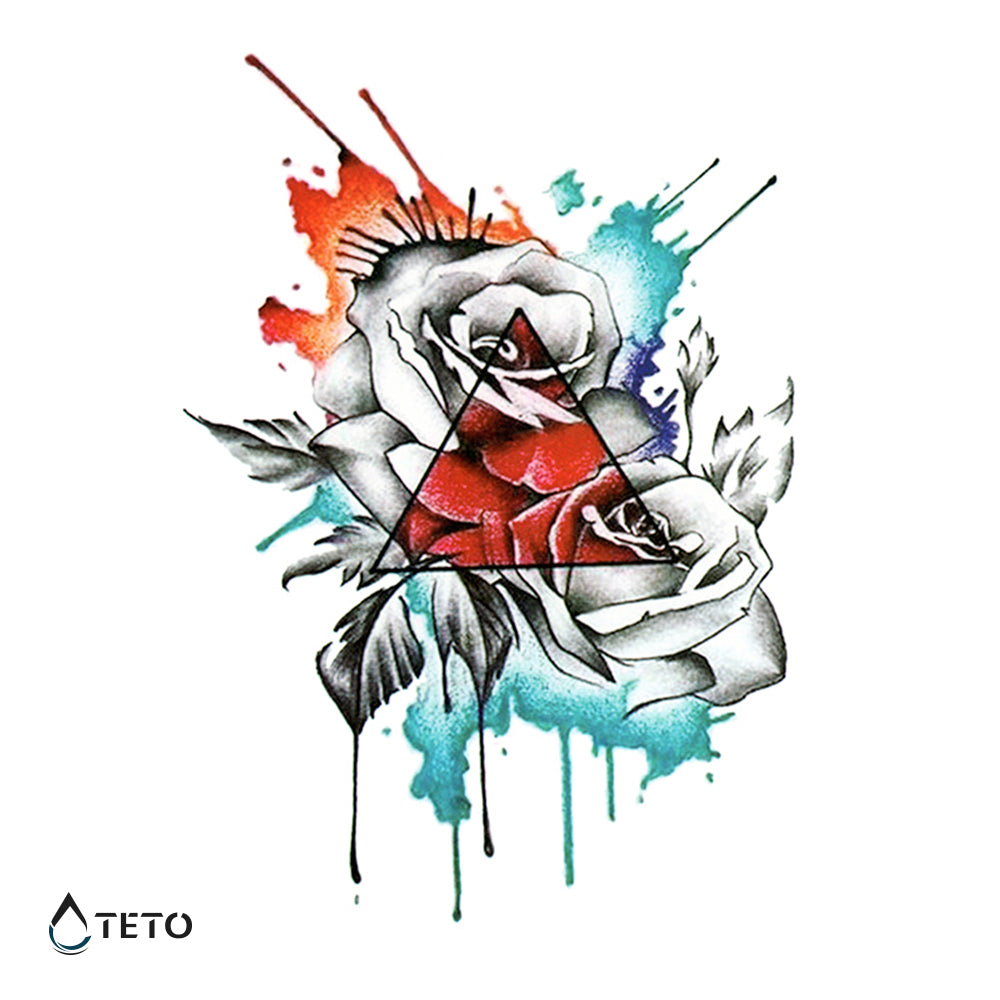 Rosa en un triángulo - Tatuajes Temporales TETO