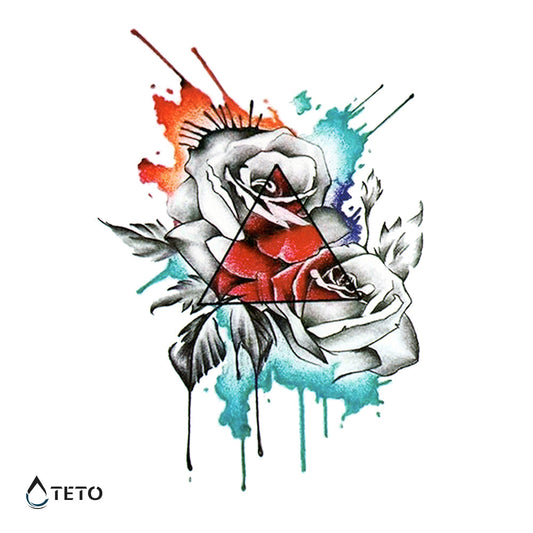 Rosa en un triángulo - Tatuajes Temporales TETO