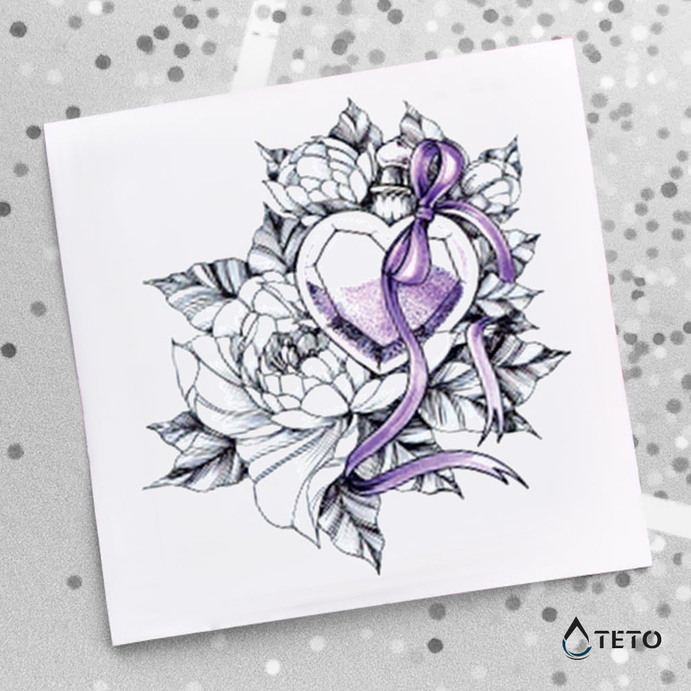 Flor con diamante - TETO - Tatuajes Temporales