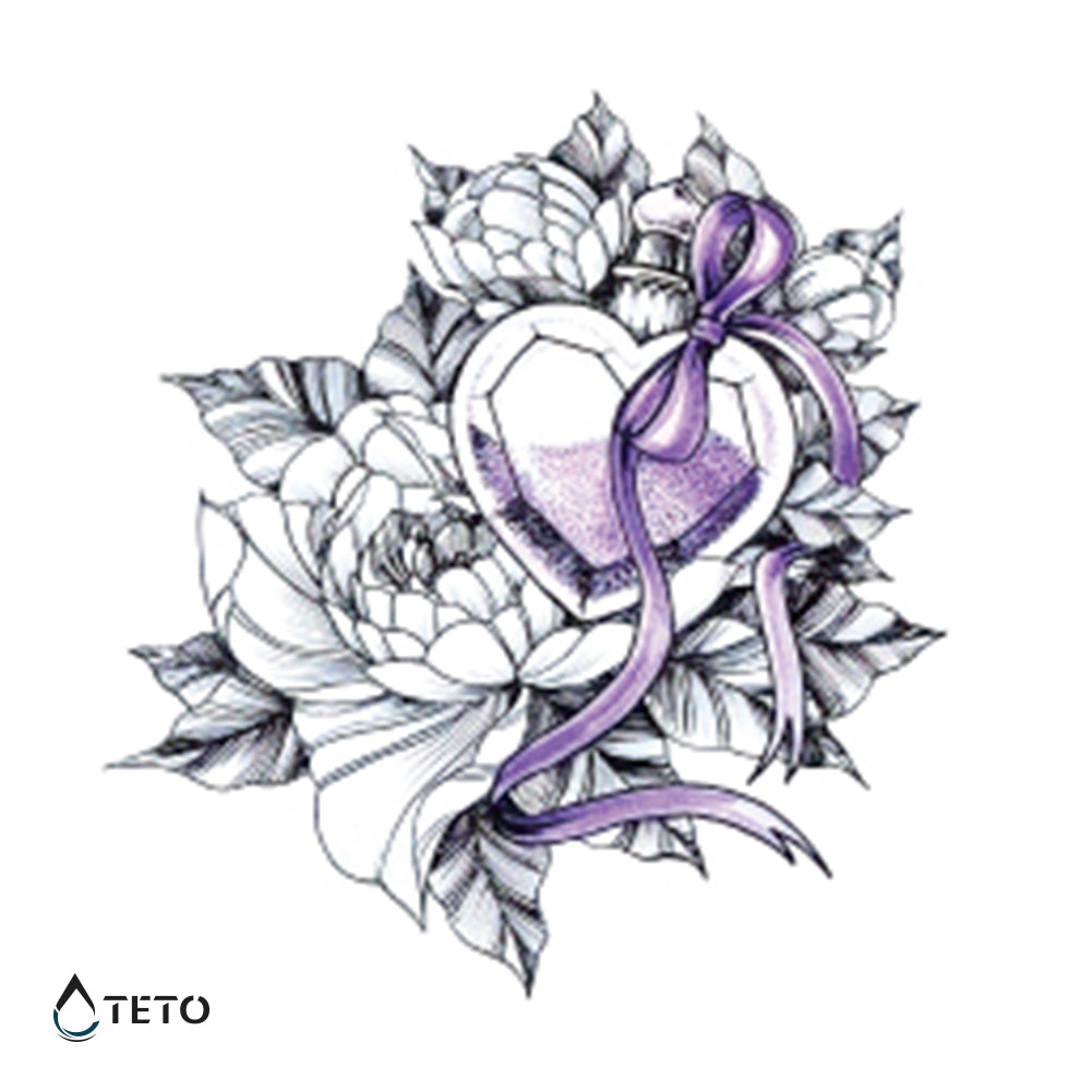 Flor con diamante - TETO - Tatuajes Temporales