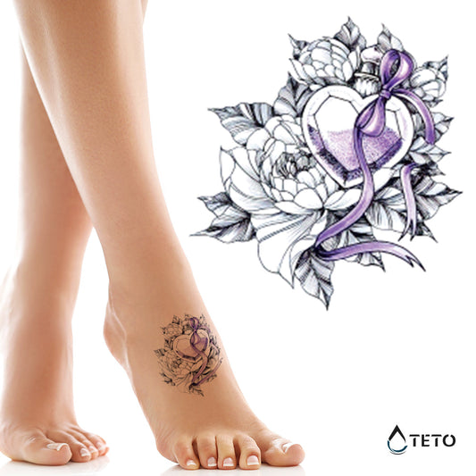 Flor con diamante - TETO - Tatuajes Temporales