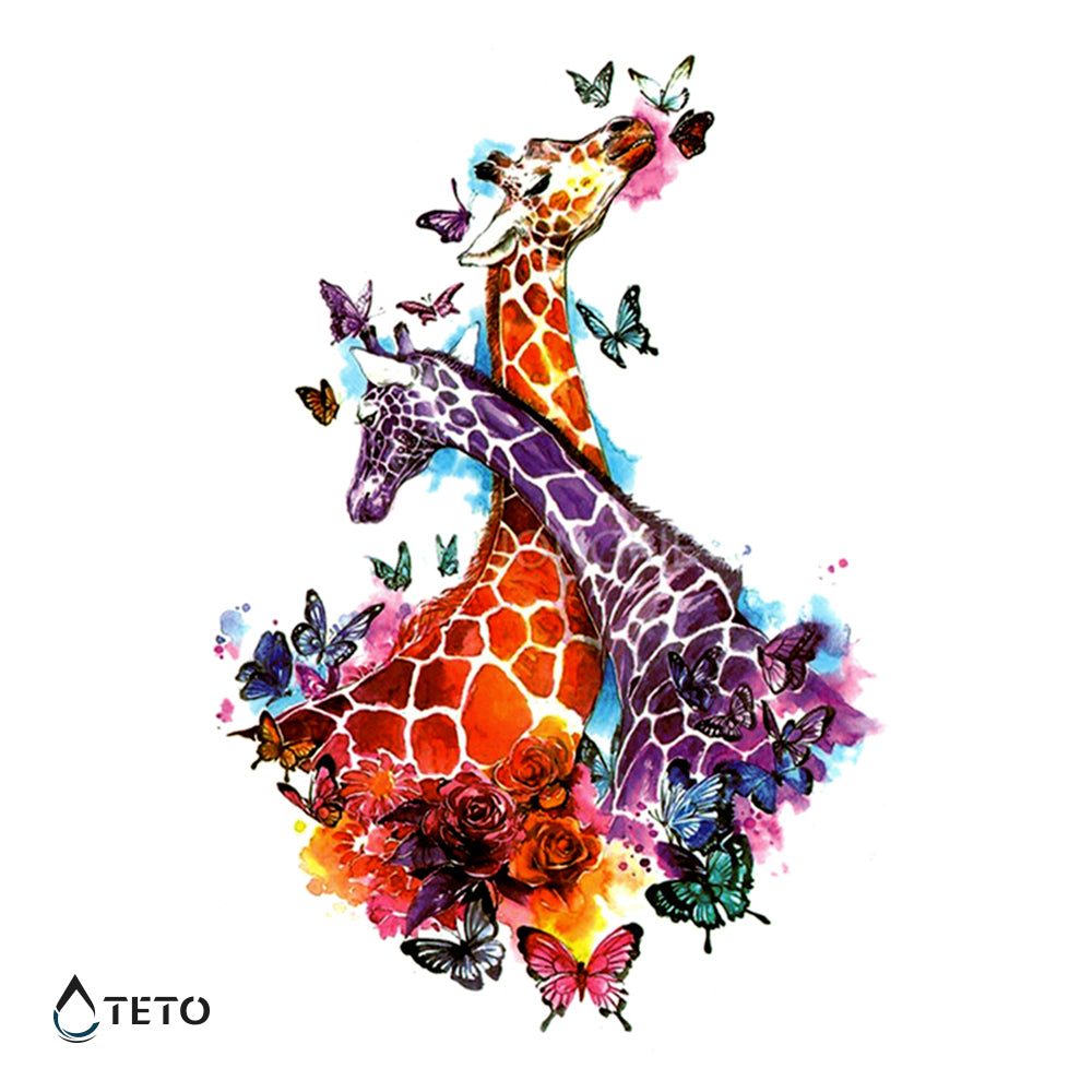 Jirafas con mariposas