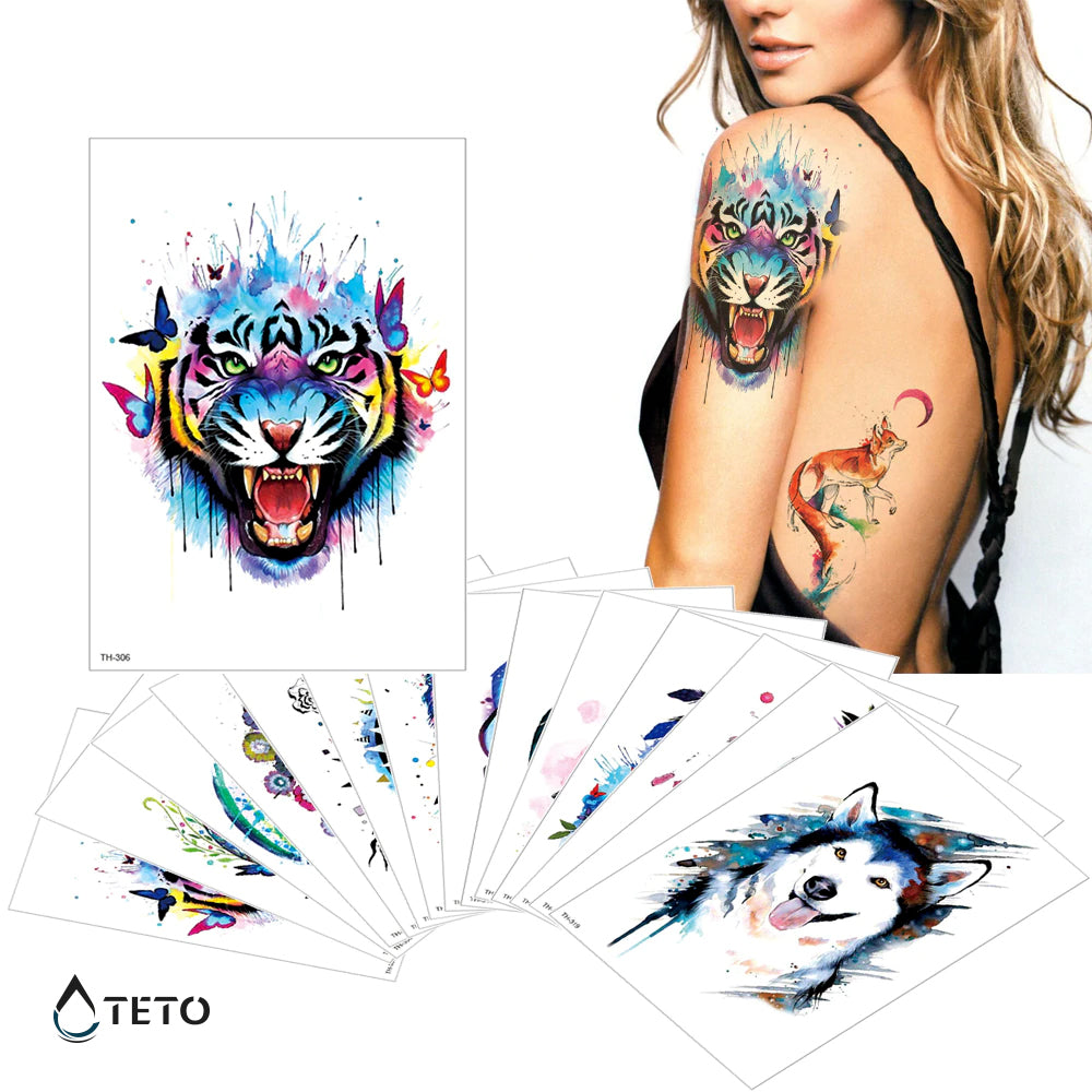 Tigre con mariposas - TETO - Tatuajes Temporales