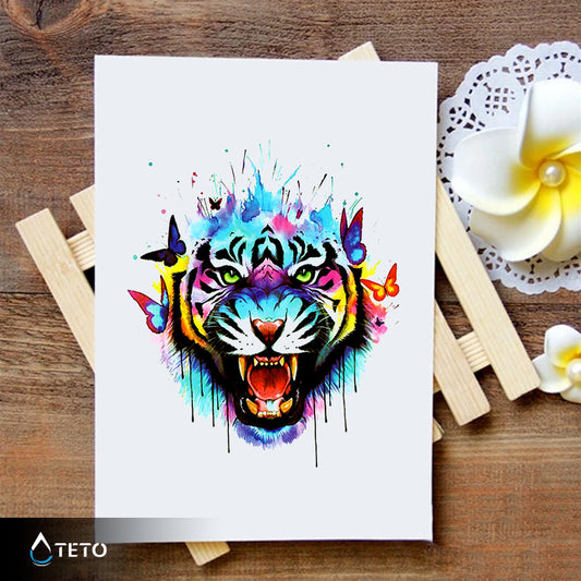 Tigre con mariposas - TETO - Tatuajes Temporales