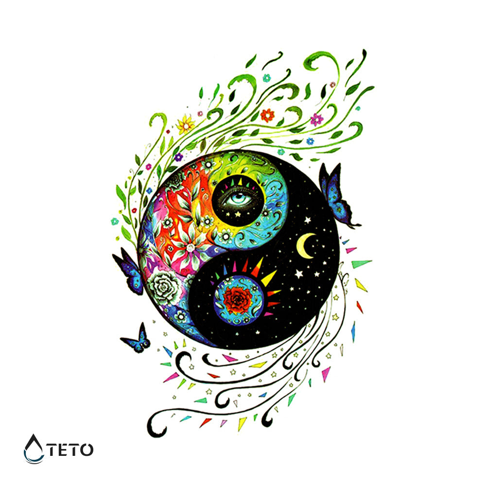 Yin y yang multicolor - TETO - Tatuajes Temporales