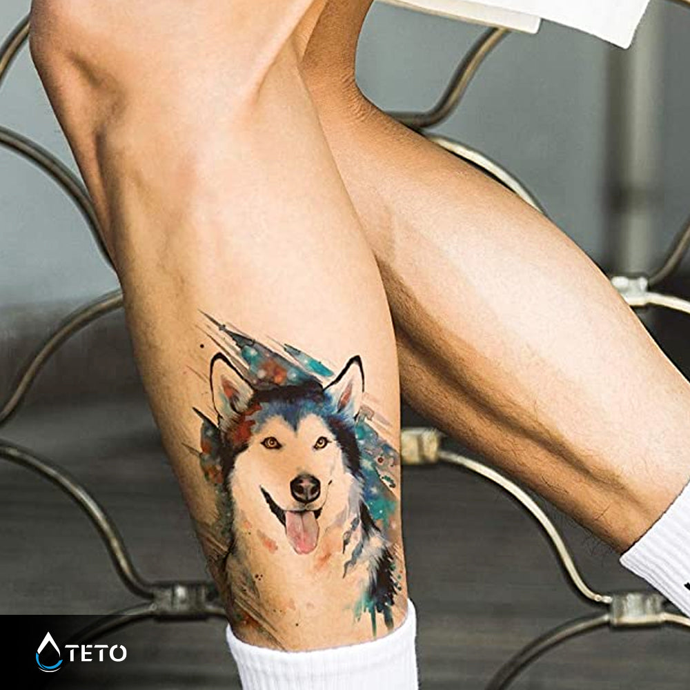 Perro Husky - TETO - Tatuajes Temporales