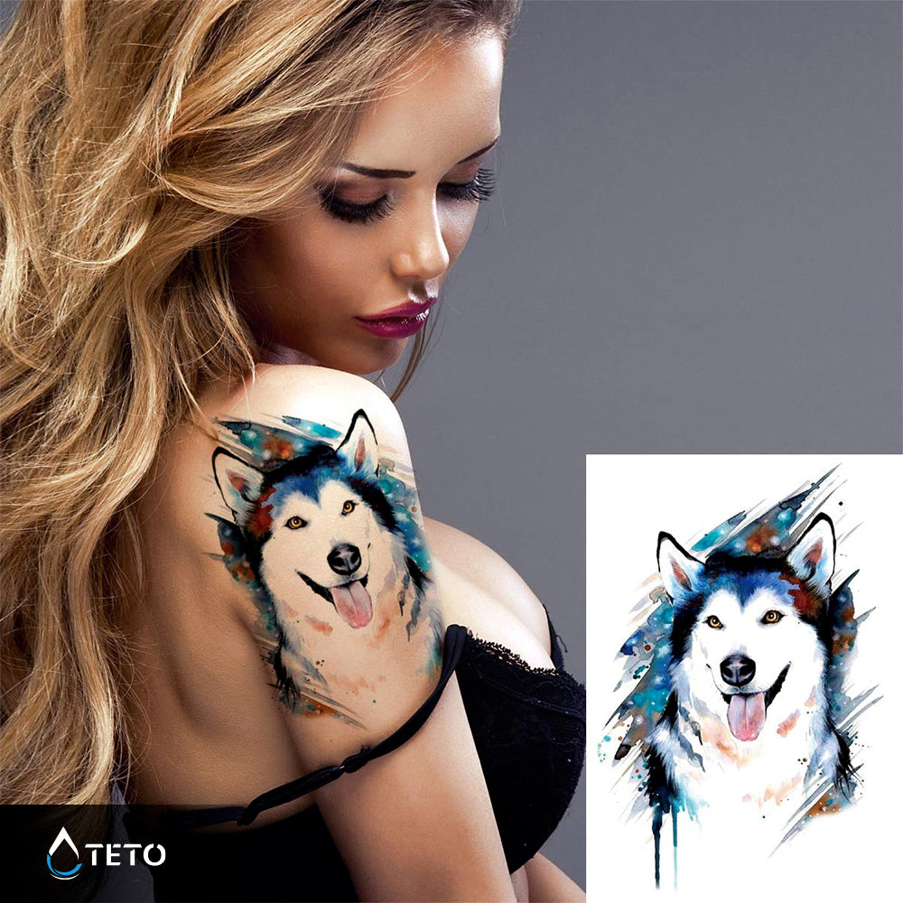 Perro Husky - TETO - Tatuajes Temporales