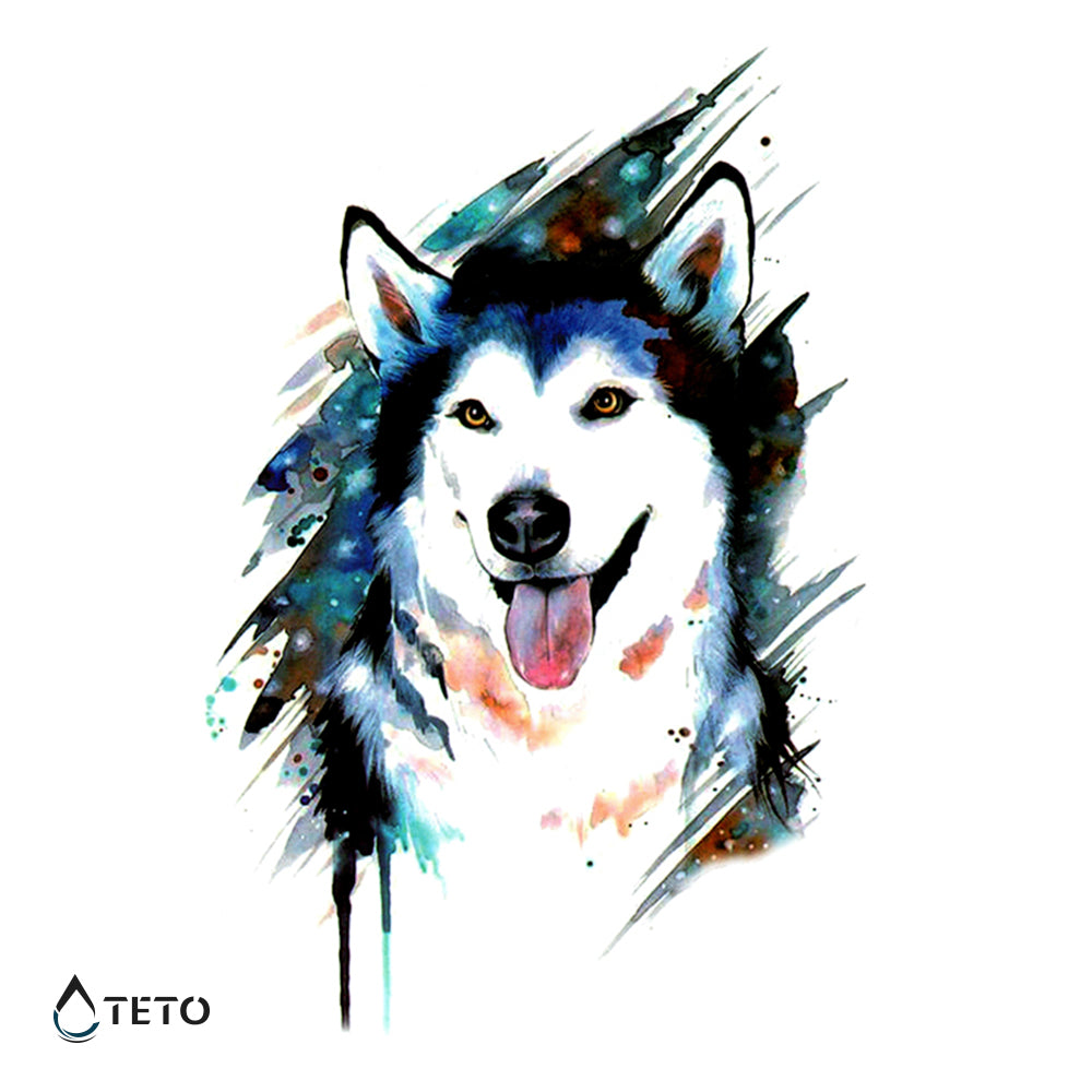 Perro Husky - TETO - Tatuajes Temporales