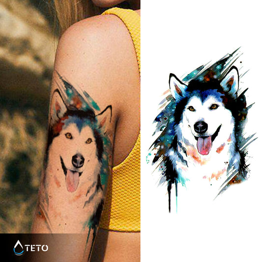 Perro Husky - TETO - Tatuajes Temporales