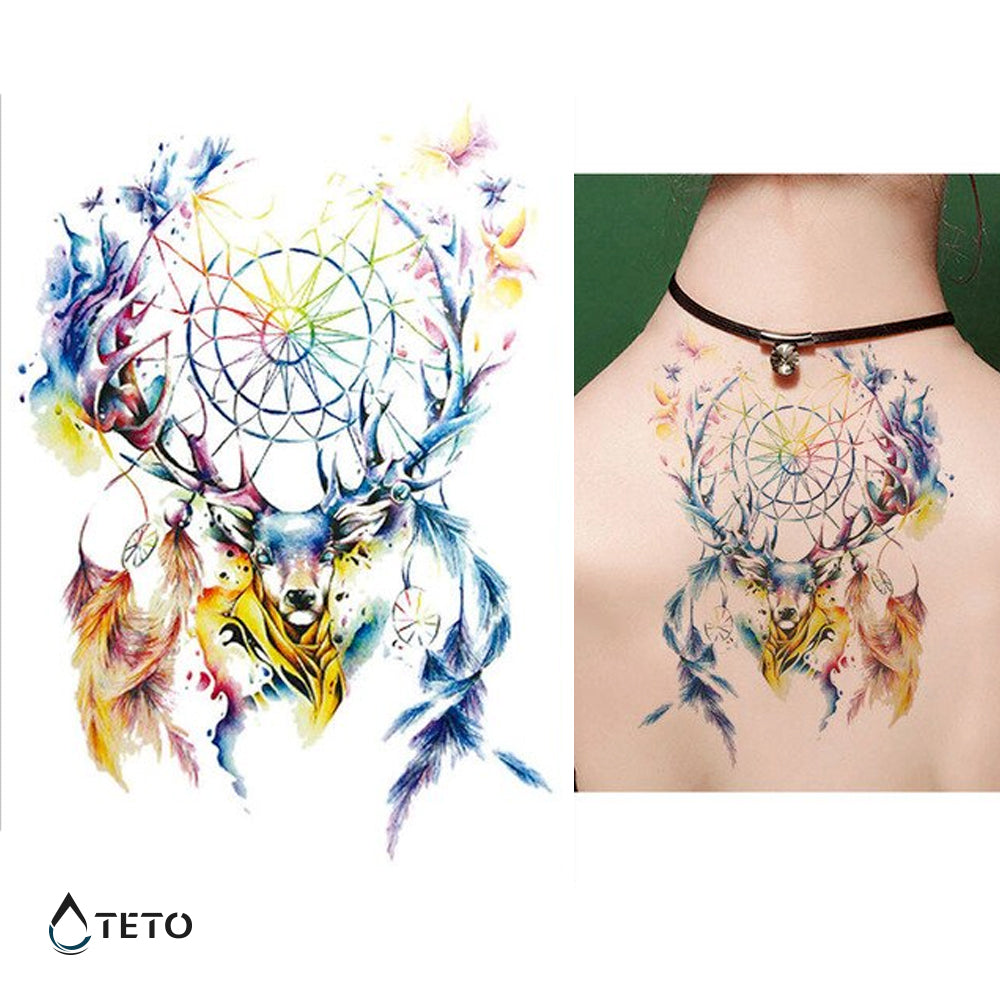 Ciervo con atrapasueños - TETO - Tatuajes Temporales