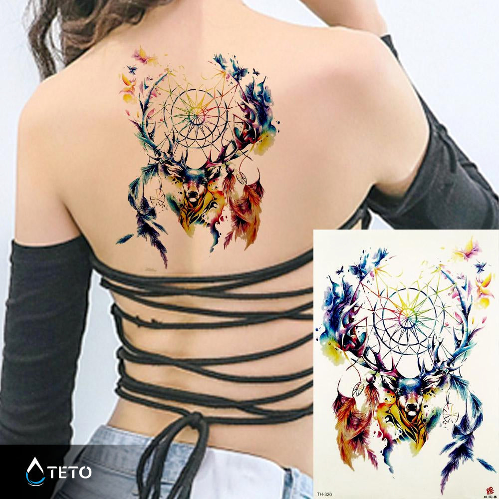Ciervo con atrapasueños - TETO - Tatuajes Temporales
