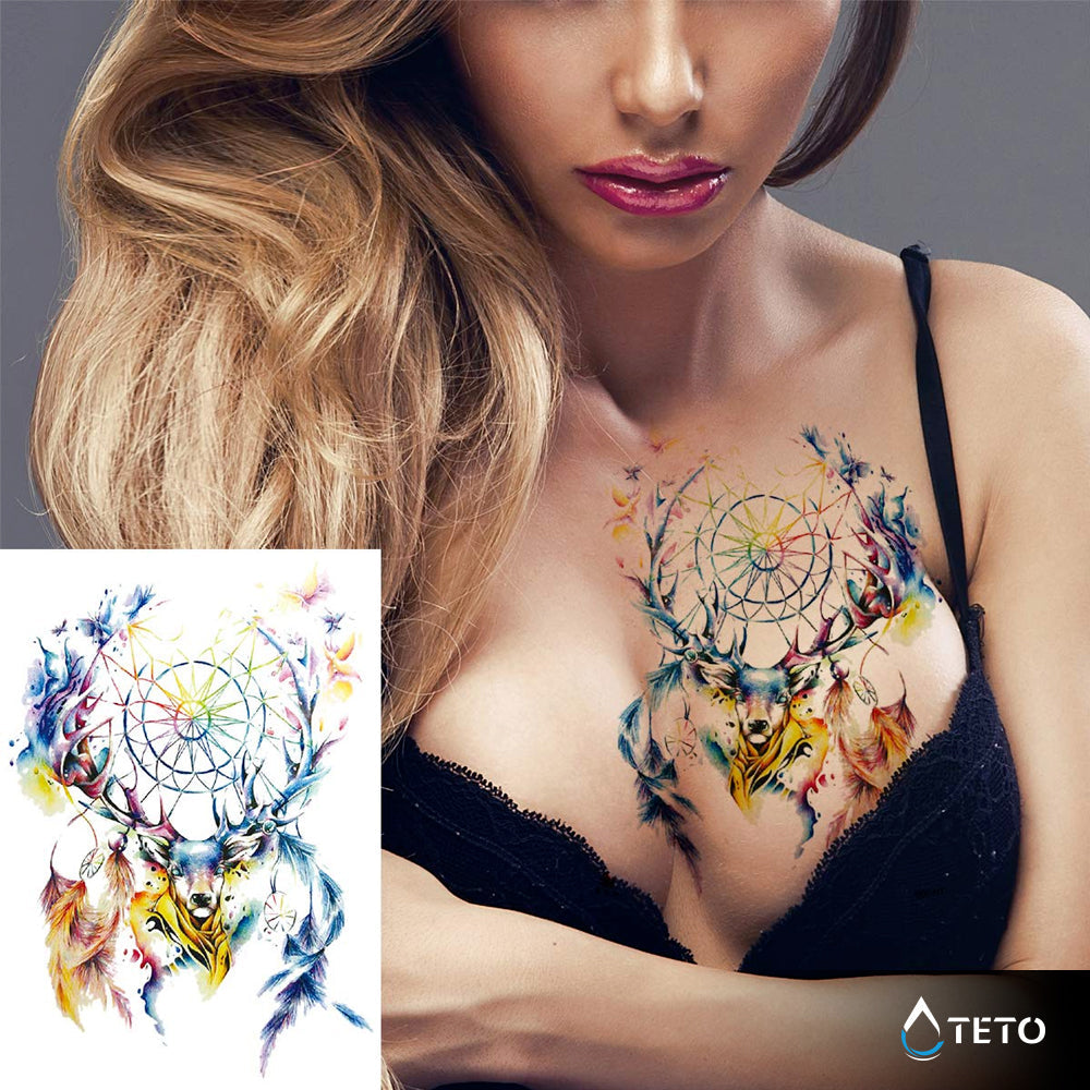 Ciervo con atrapasueños - TETO - Tatuajes Temporales