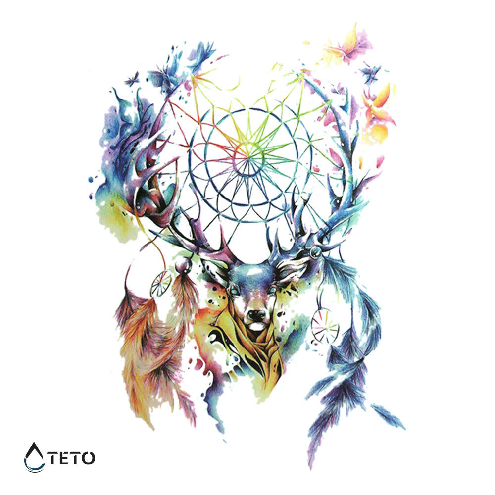 Ciervo con atrapasueños - TETO - Tatuajes Temporales