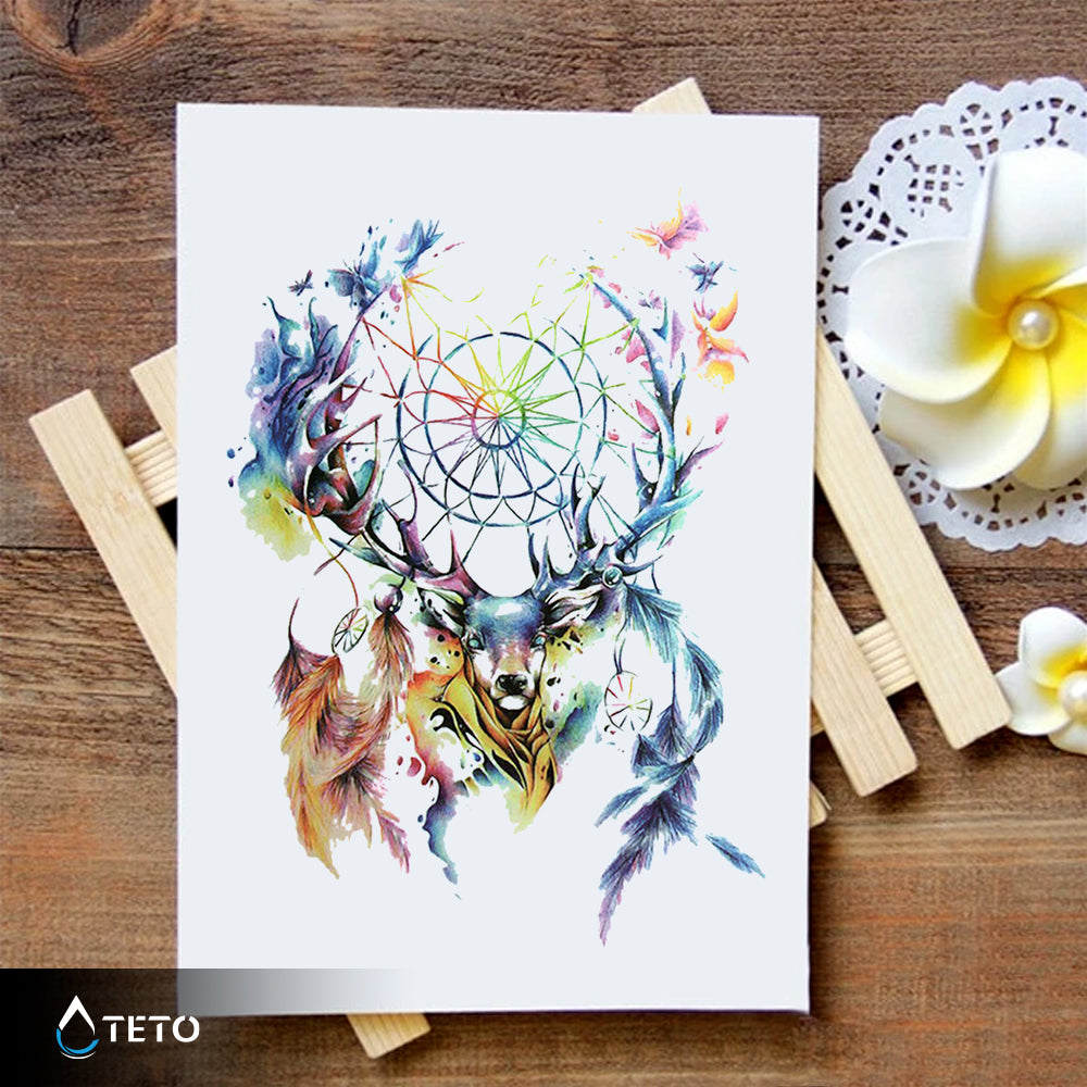 Ciervo con atrapasueños - TETO - Tatuajes Temporales