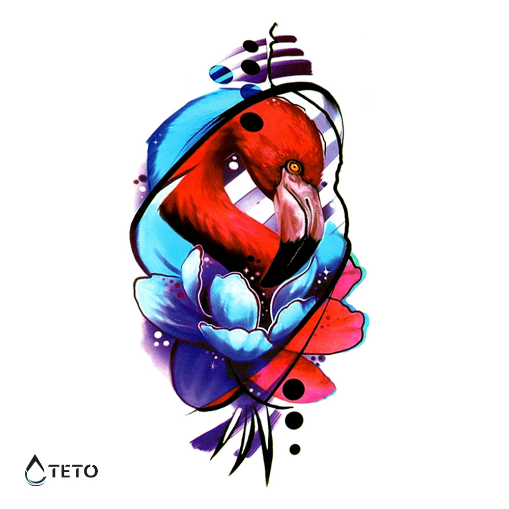 Flamenco con flor - TETO - Tatuajes Temporales