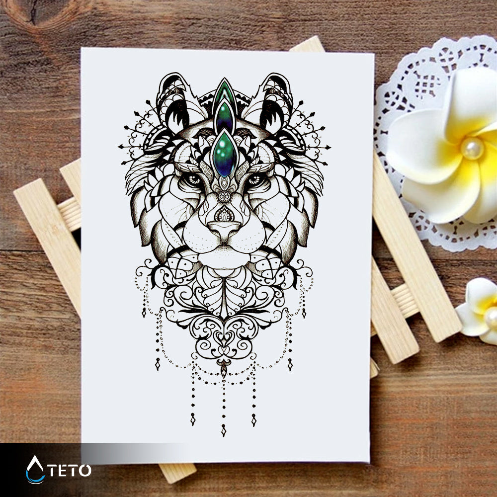 Tigre con adornos - TETO - Tatuajes Temporales