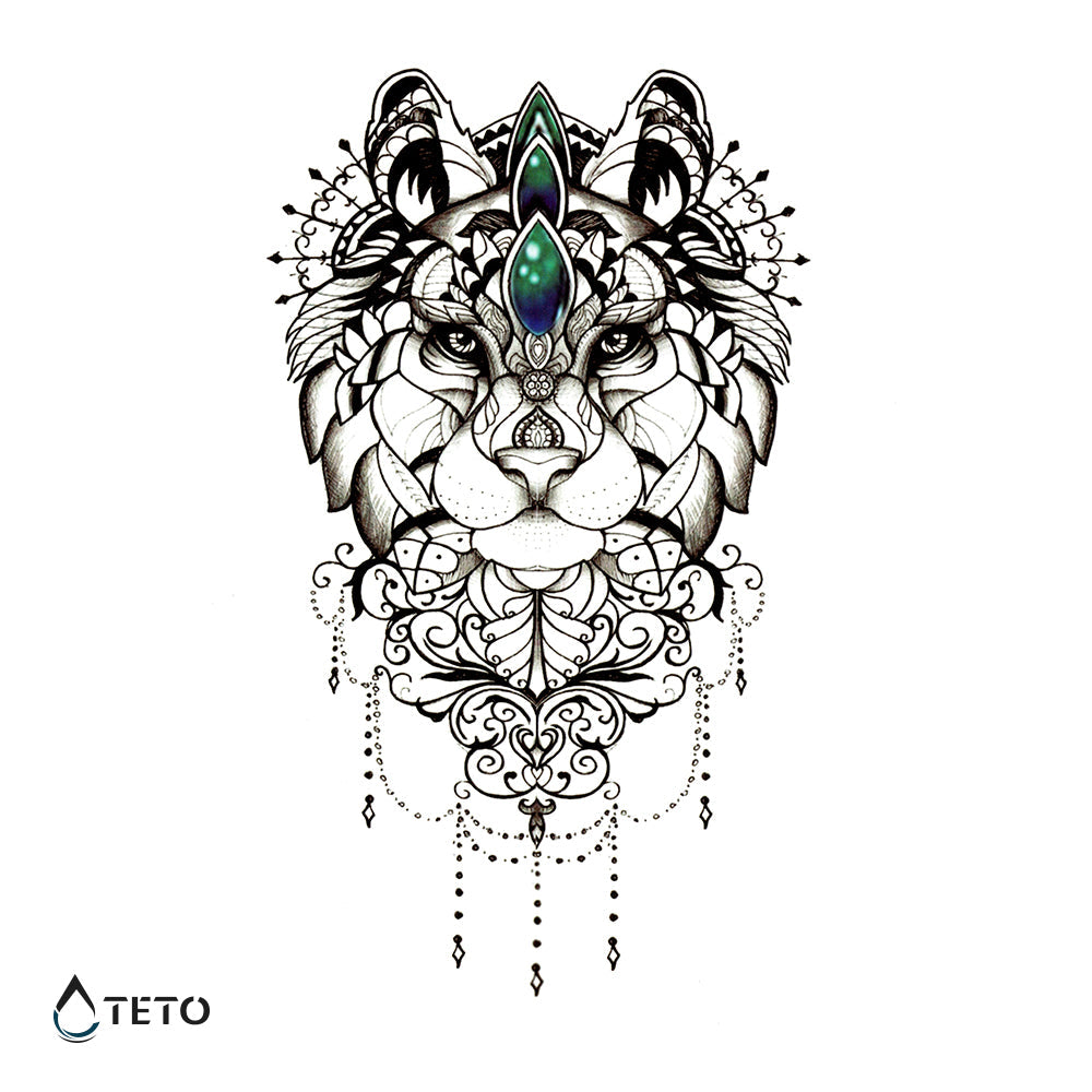 Tigre con adornos - TETO - Tatuajes Temporales