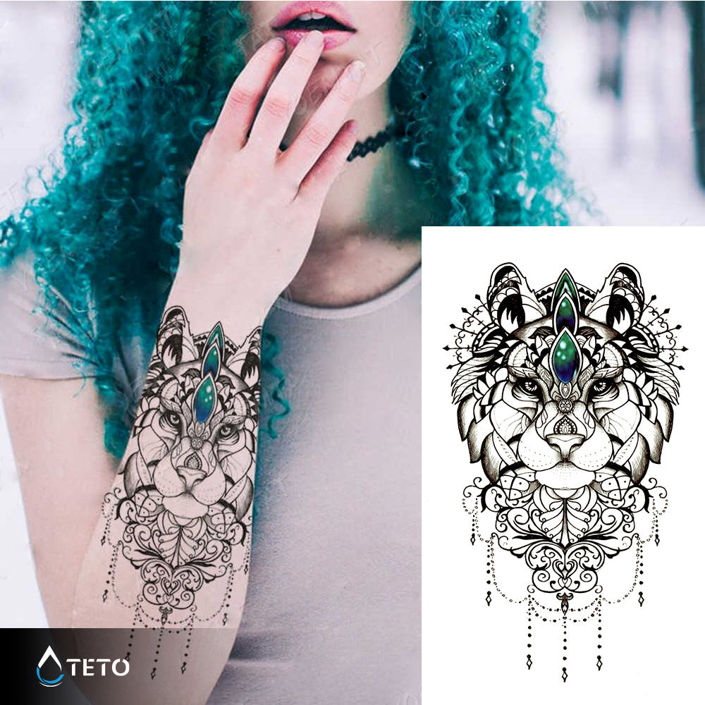 Tigre con adornos - TETO - Tatuajes Temporales