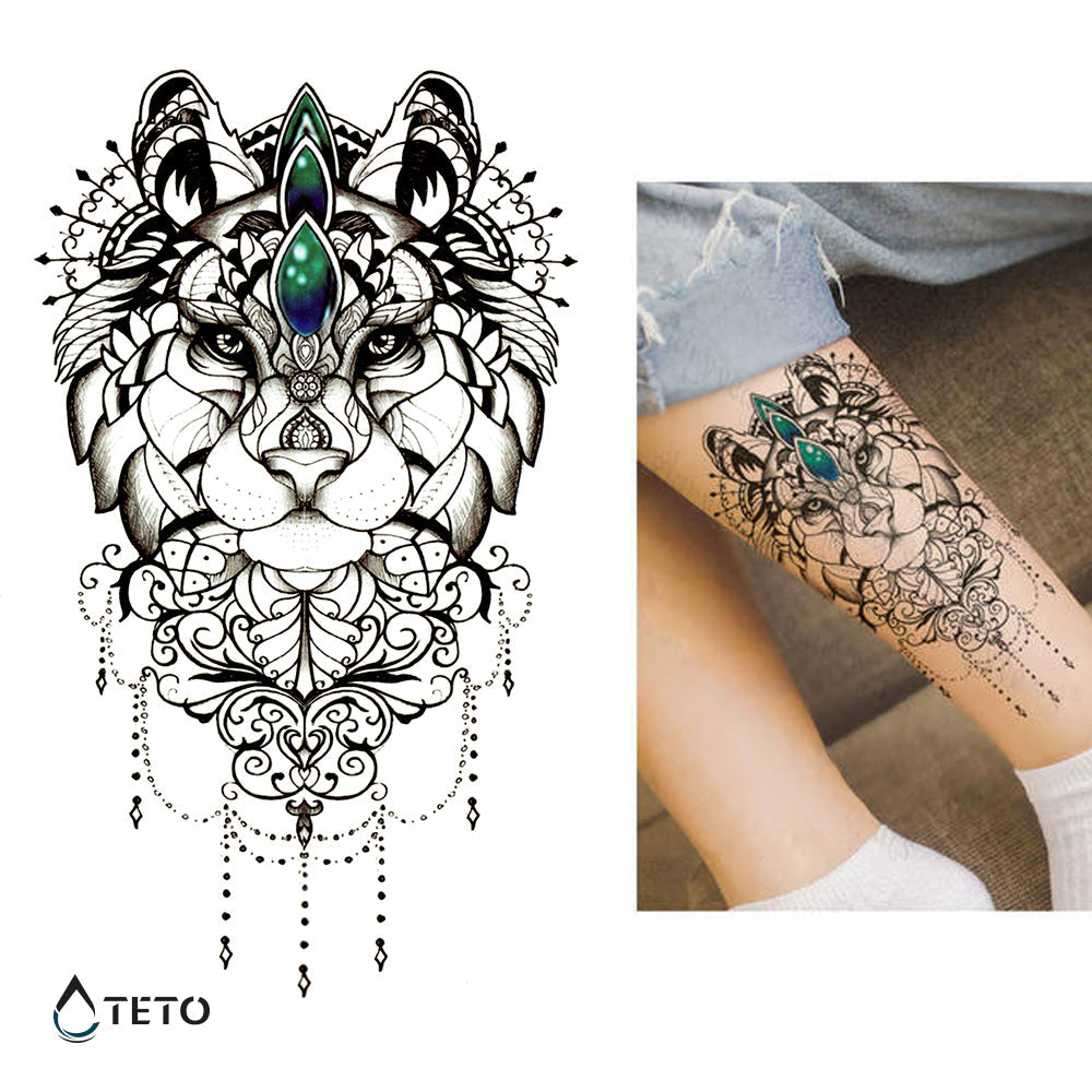 Tigre con adornos - TETO - Tatuajes Temporales