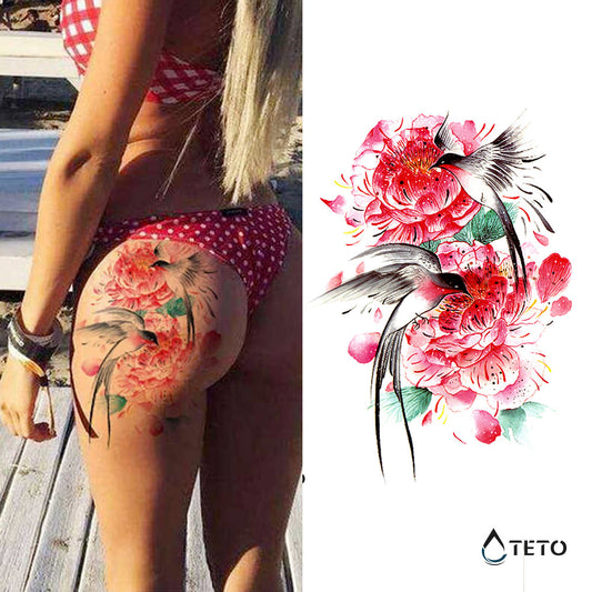 Colibríes con flores - TETO - Tatuajes Temporales