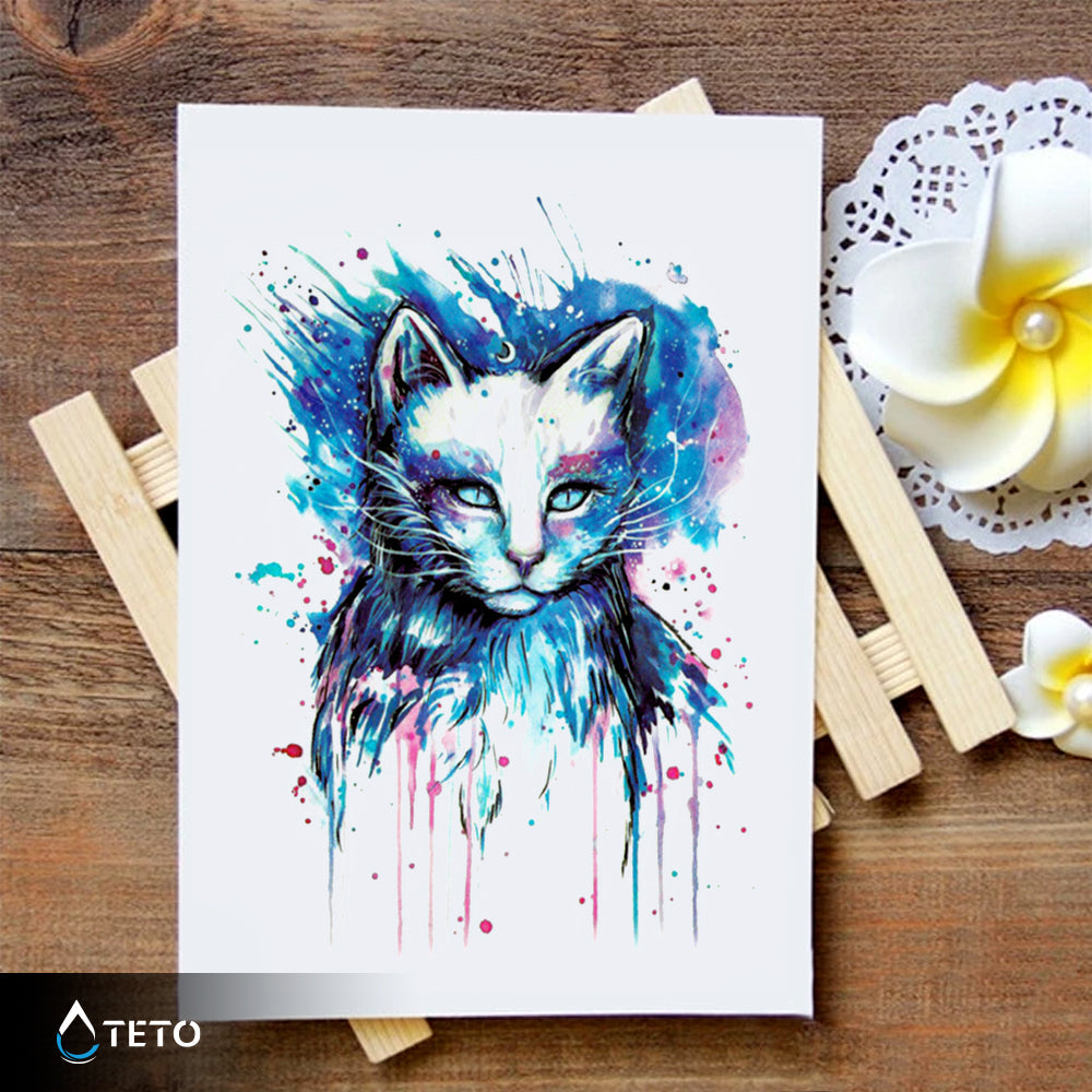 Gato colorido - TETO - Tatuajes Temporales