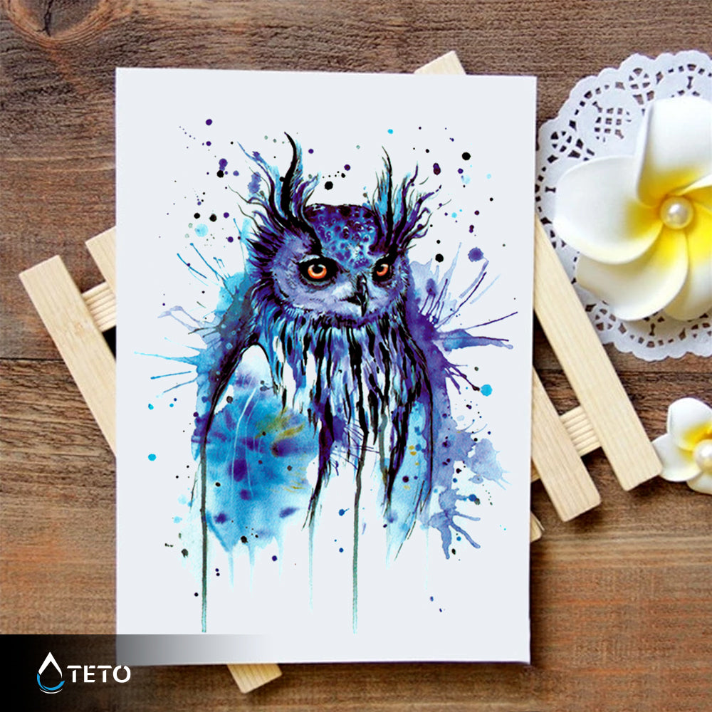 Búho azul - TETO - Tatuajes Temporales