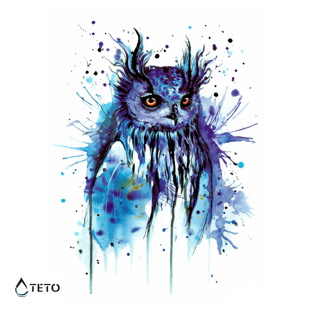 Búho azul - TETO - Tatuajes Temporales