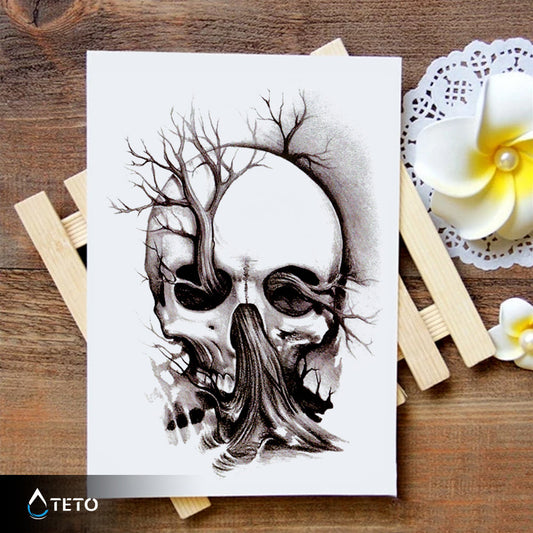 Calavera con árbol - TETO - Tatuajes Temporales