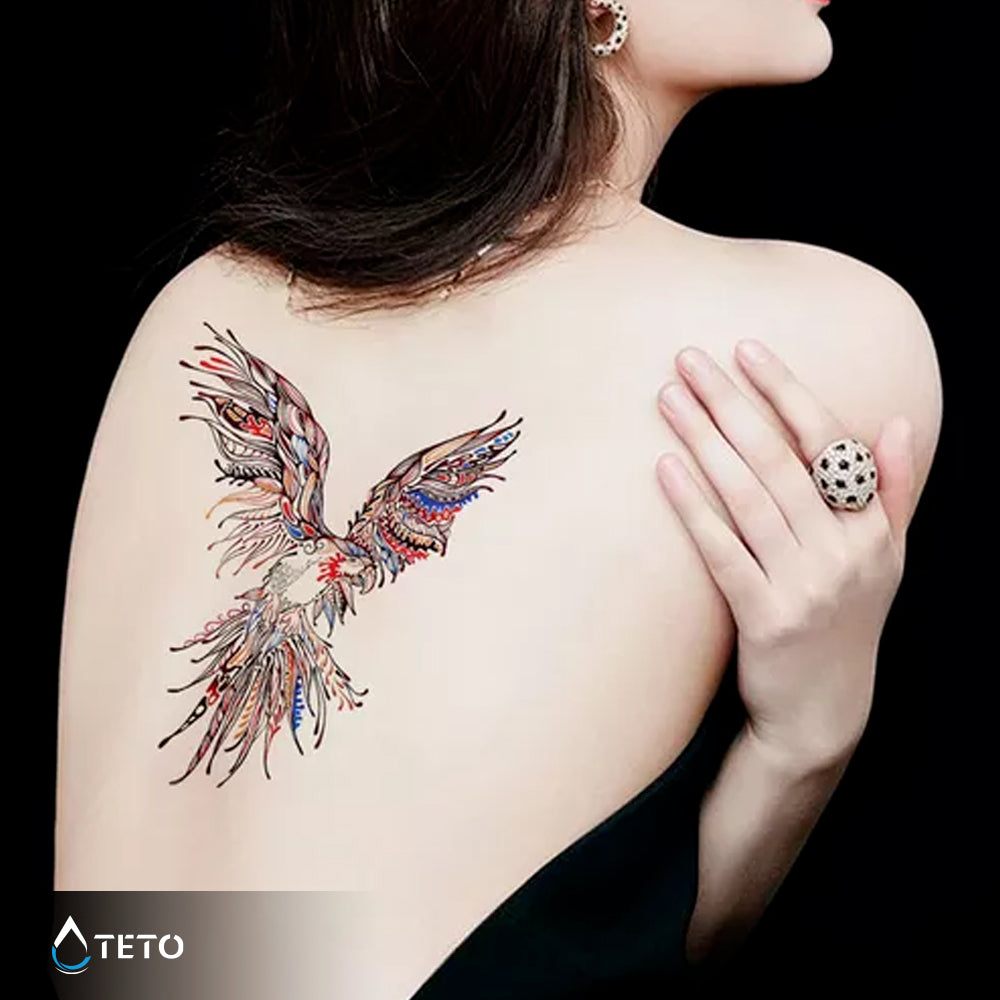 Pájaro de colores - TETO - Tatuajes Temporales