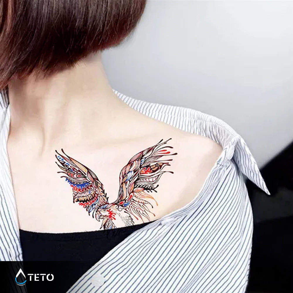 Pájaro de colores - TETO - Tatuajes Temporales