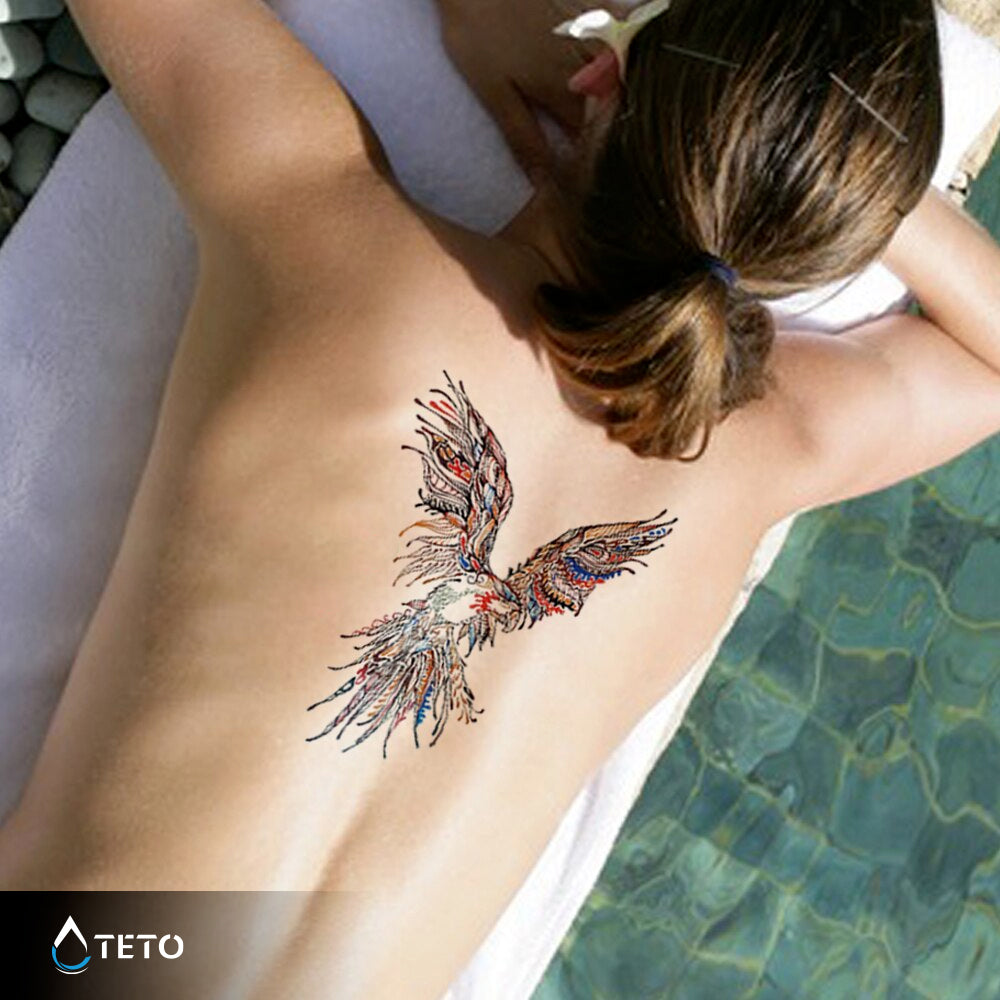 Pájaro de colores - TETO - Tatuajes Temporales