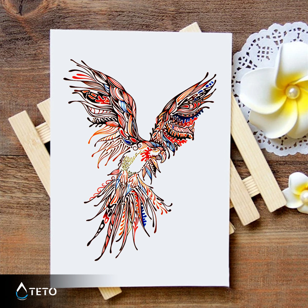 Pájaro de colores - TETO - Tatuajes Temporales
