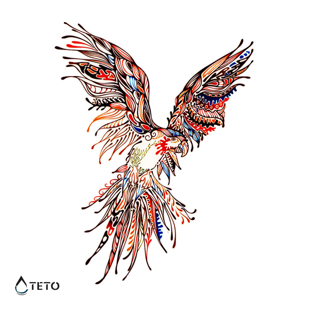 Pájaro de colores - TETO - Tatuajes Temporales