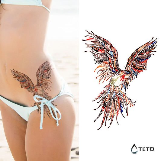 Pájaro de colores - TETO - Tatuajes Temporales