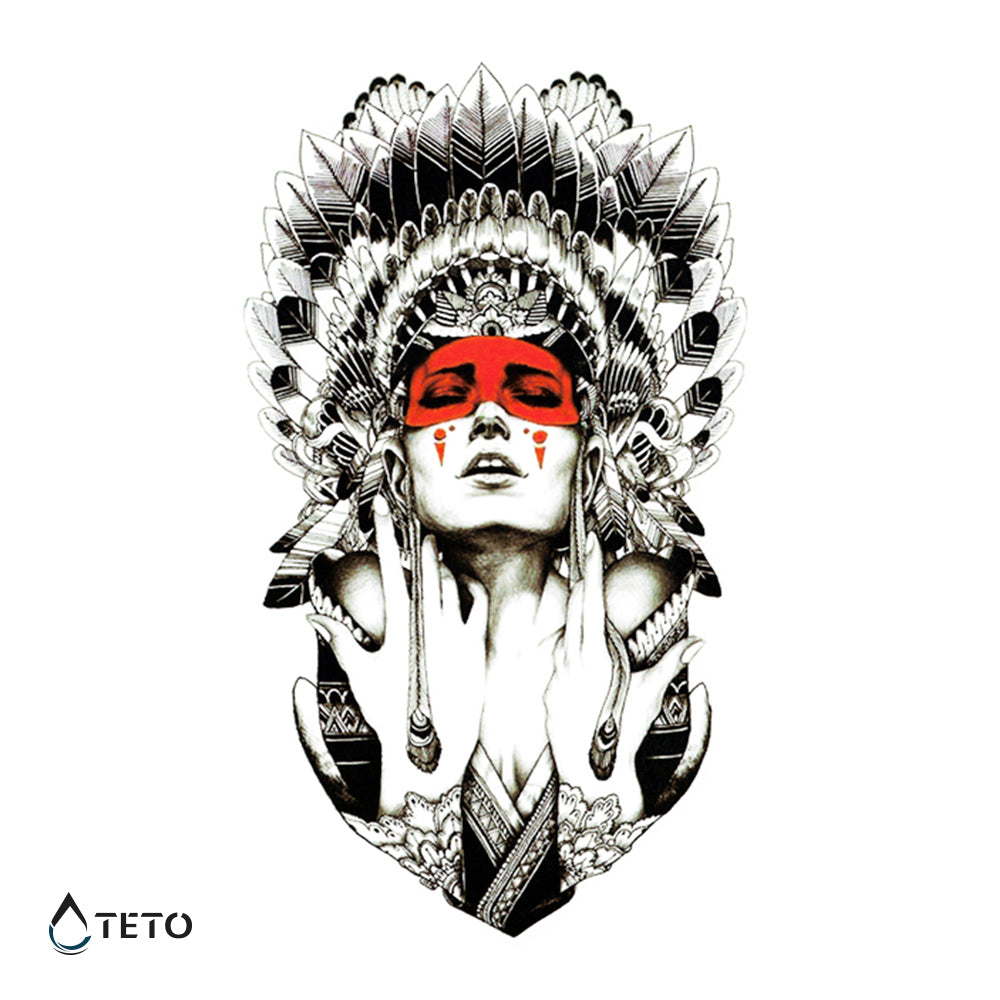 Retrato de una mujer nativa - TETO - Tatuajes Temporales