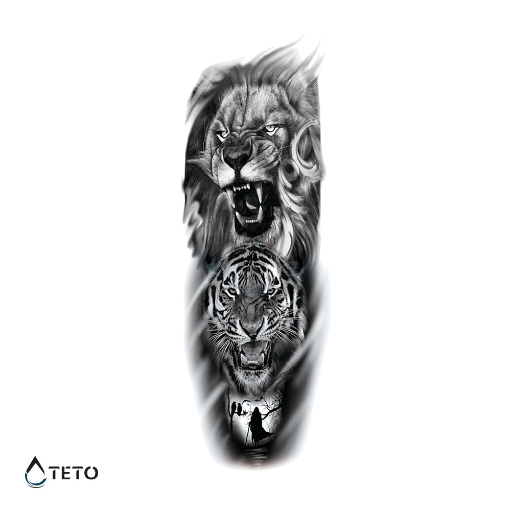 León y tigre - Tatuajes Temporales TETO