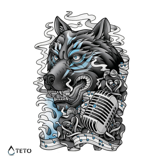 Perro y partituras - TETO - Tatuajes Temporales