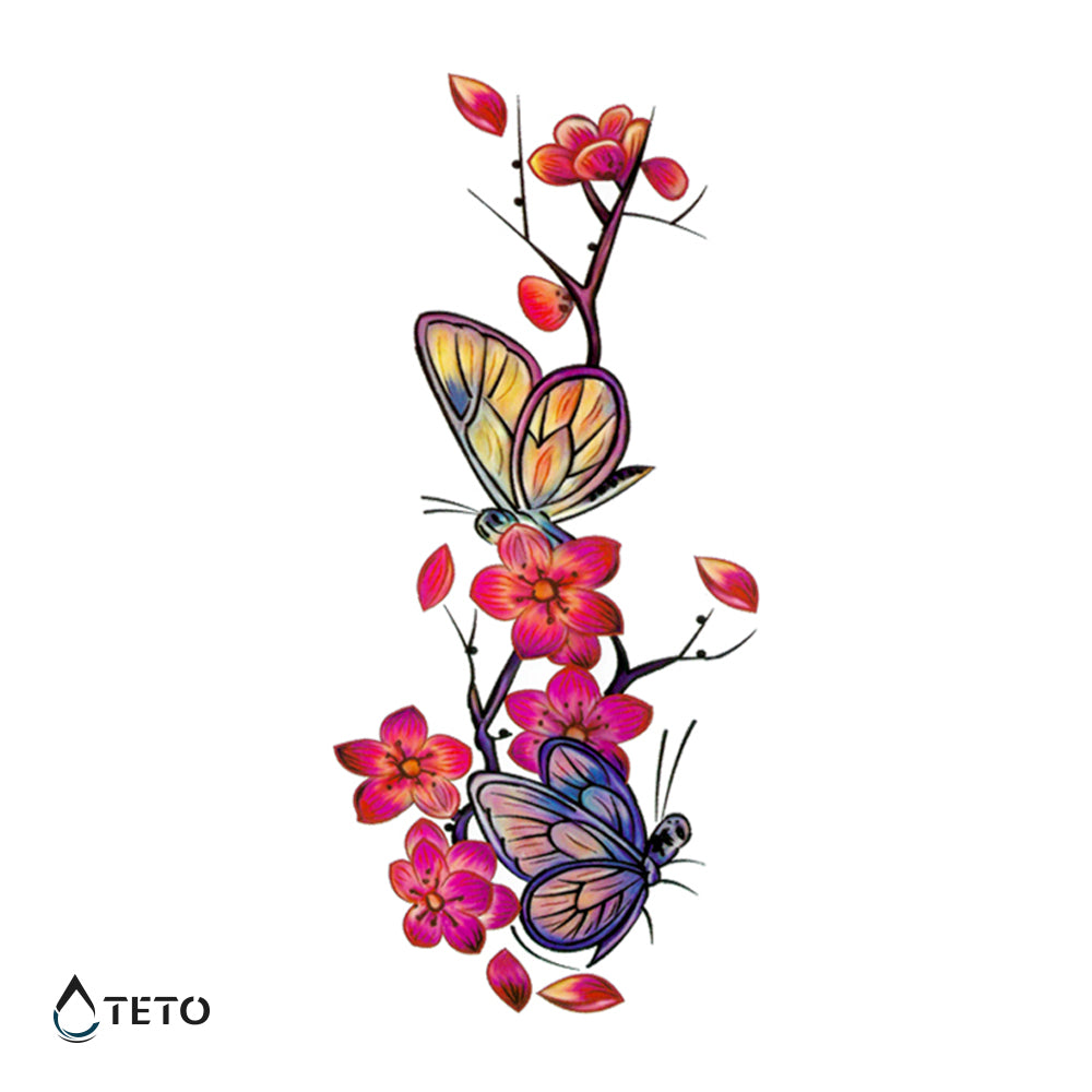 Mariposas en flores - Tatuajes Temporales TETO