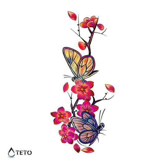 Mariposas en flores - Tatuajes Temporales TETO