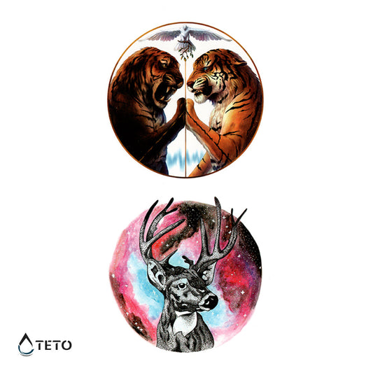 Tigre y ciervo - set - TETO - Tatuajes Temporales