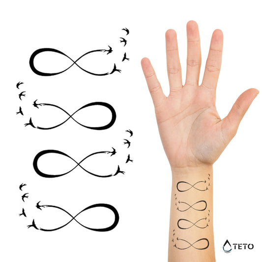 Infinito con pájaros – set - TETO - Tatuajes Temporales