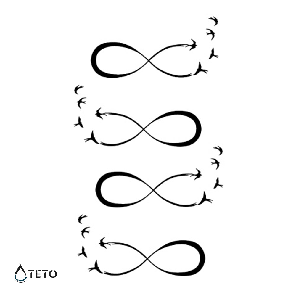 Infinito con pájaros – set - TETO - Tatuajes Temporales