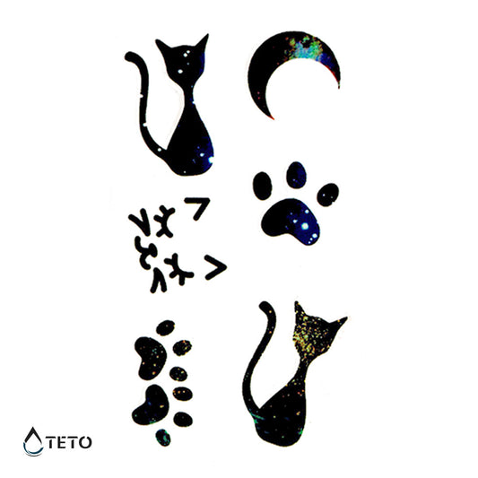 Gatos y patas - set - Tatuajes Temporales TETO