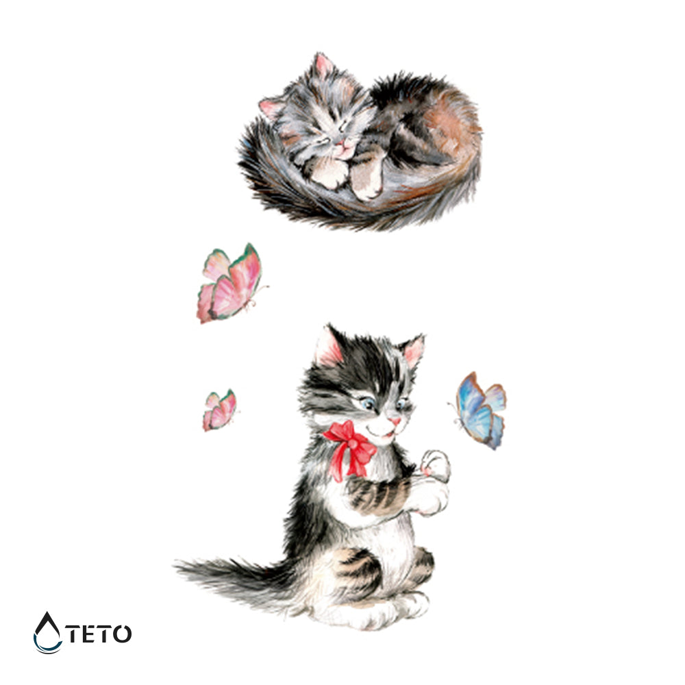 Gatos peludos – set - TETO - Tatuajes Temporales