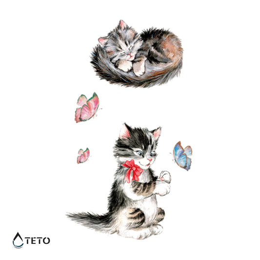 Gatos peludos – set - TETO - Tatuajes Temporales