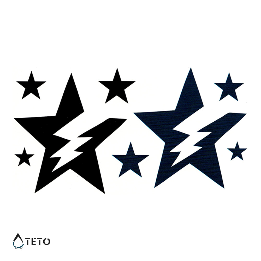 Estrellas con relámpagos - set - Tatuajes Temporales TETO