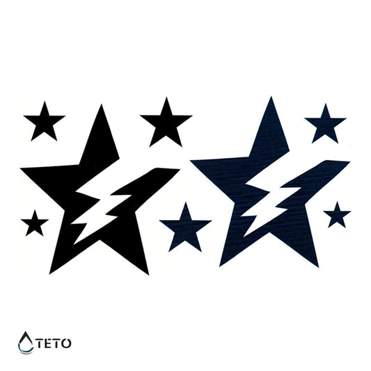 Estrellas con relámpagos - set - Tatuajes Temporales TETO