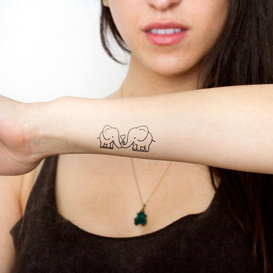Elefantes enamorados – set - TETO - Tatuajes Temporales